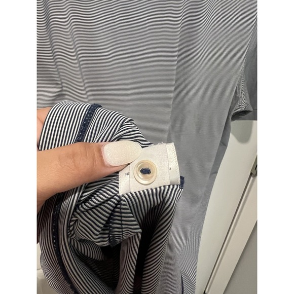 Peter Millar Summer Comfort Size Medium Blue White Striped 1901 Logo Golf - Picture 9 of 9
